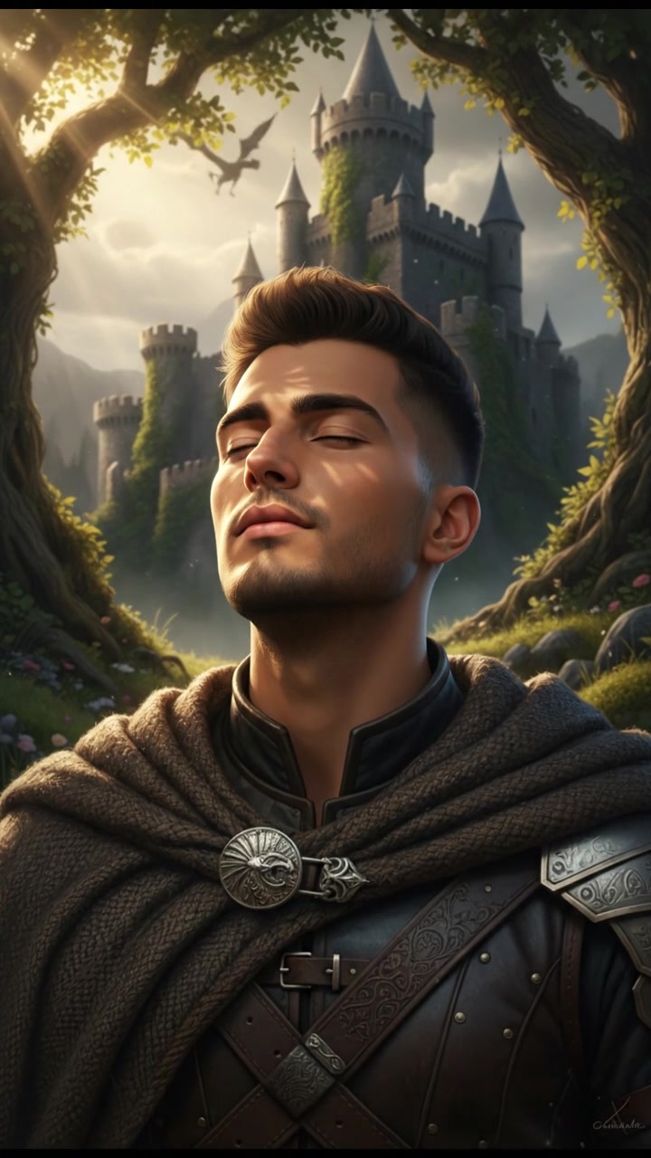 A close-up of Amir, eyes closed, with sunlight filtering through leaves in a park.