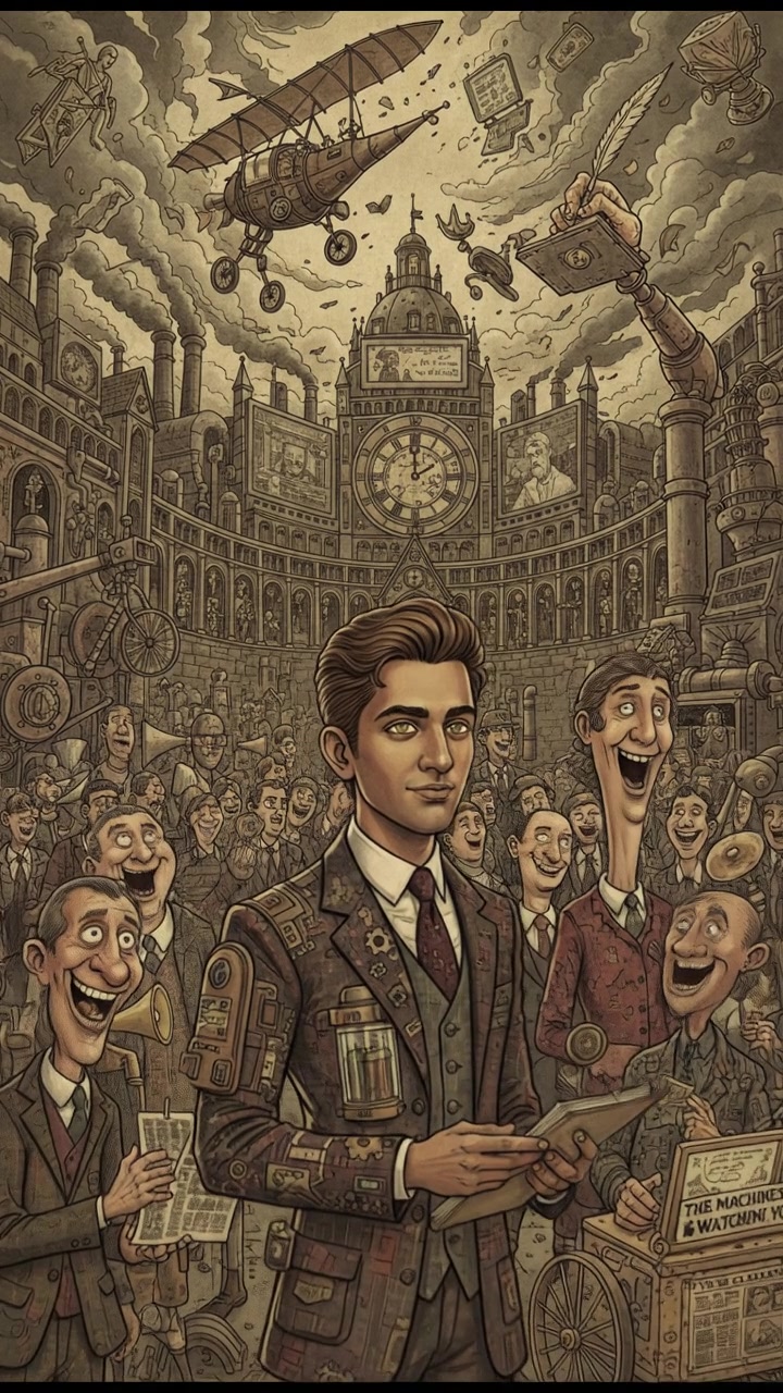 Arjun standing on a busy college campus, surrounded by students walking and chatting.