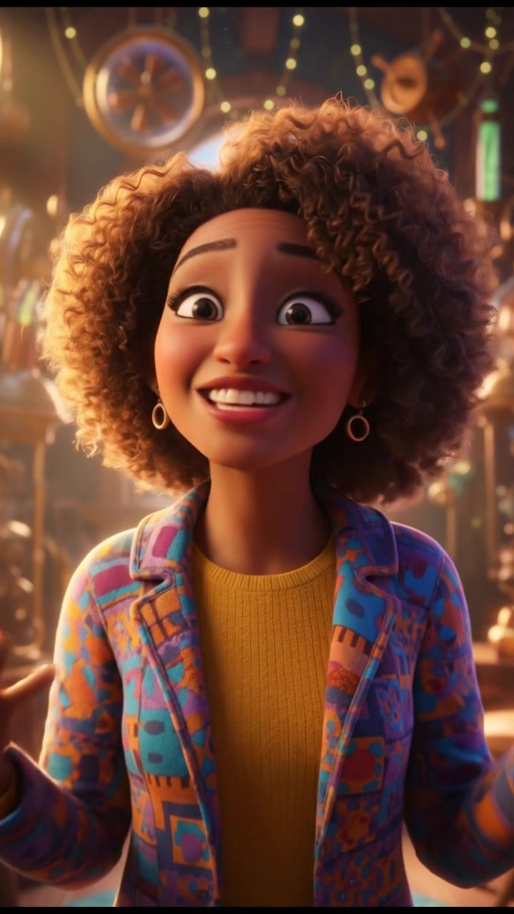 A close-up of Rina speaking with enthusiasm, her hands gesturing.