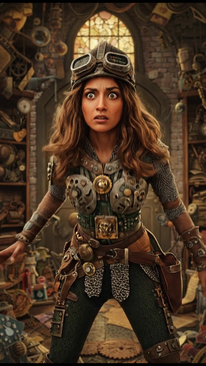 Priya turning around, startled by a noise from the storeroom door.