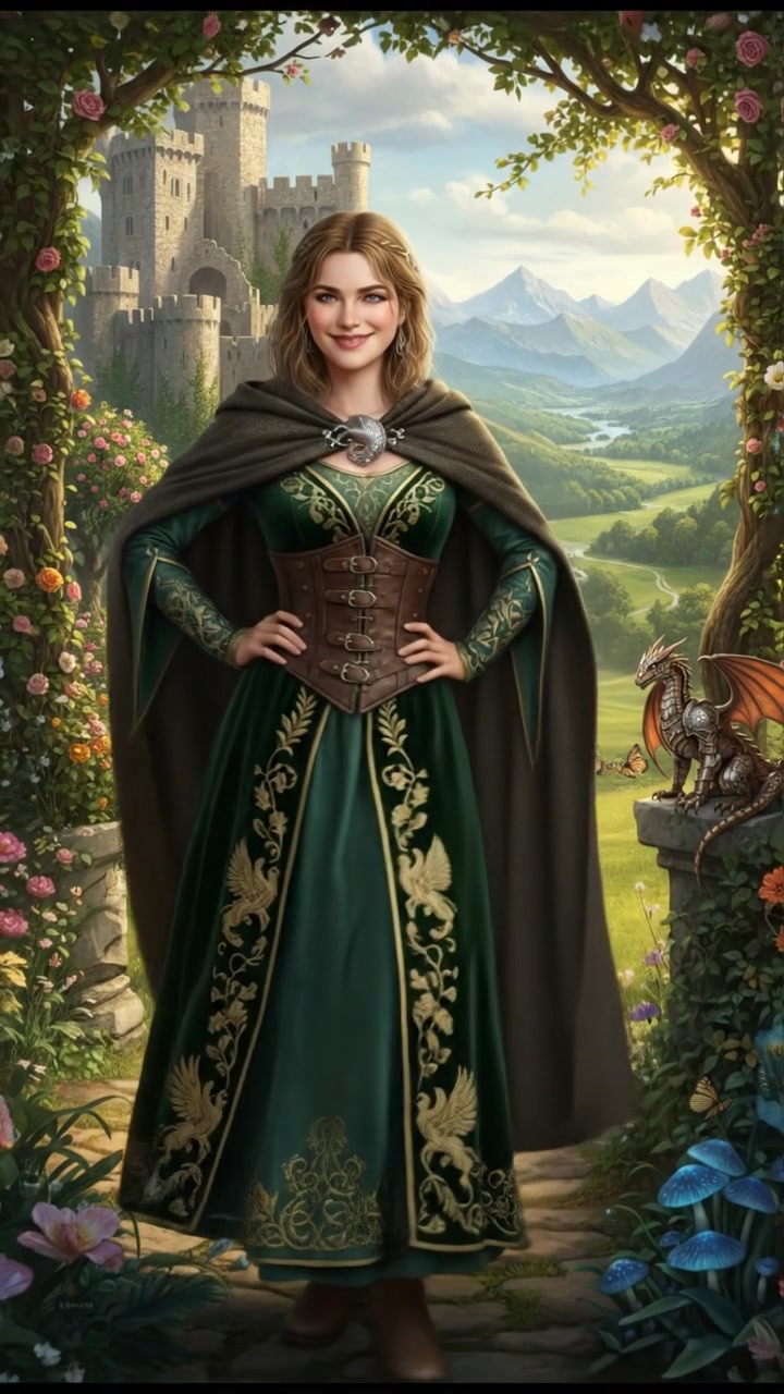 Ashley standing confidently with hands on her hips, a playful expression on her face, in a sunny garden.