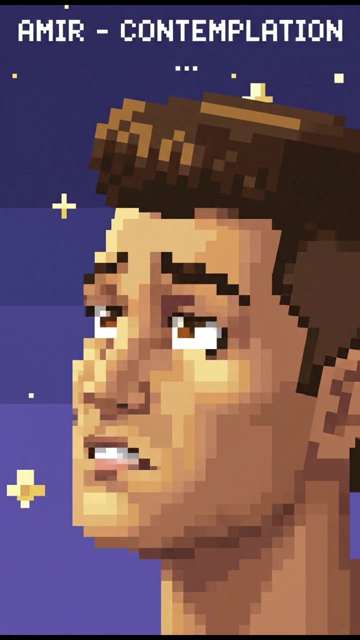 A close-up of Amir looking contemplative, with soft sunlight illuminating his face.