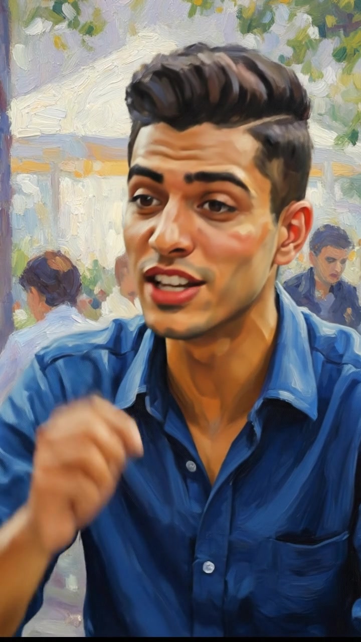 Amir sits up straighter, passionate expression, making a poignant point.