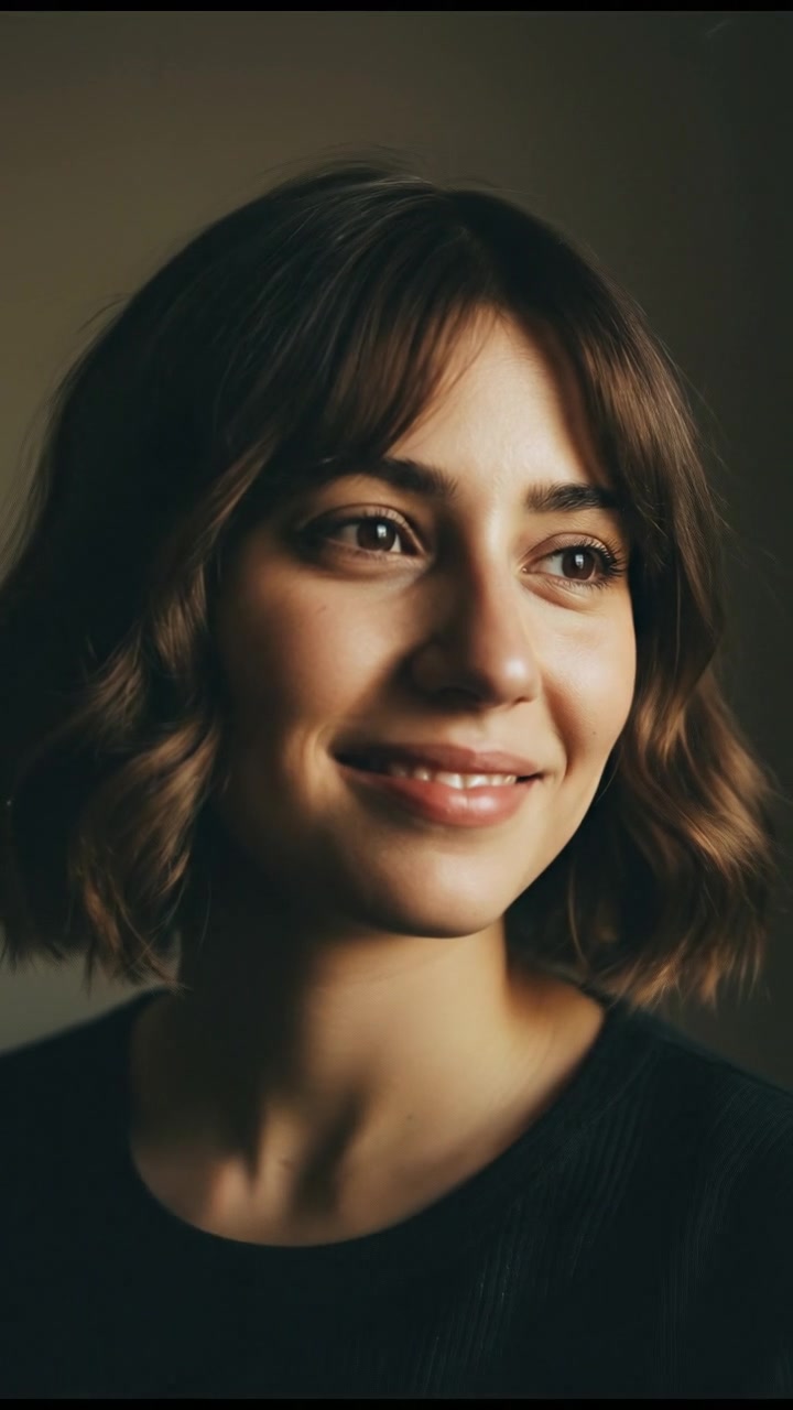 An intimate snapshot of Laila smiling sweetly, with longing in her eyes.