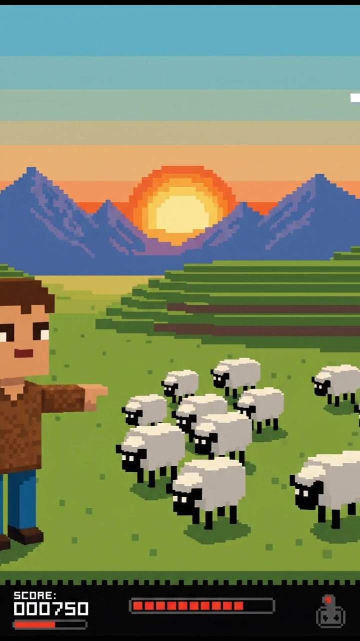 Amir standing in a grassy field, watching a flock of sheep grazing.