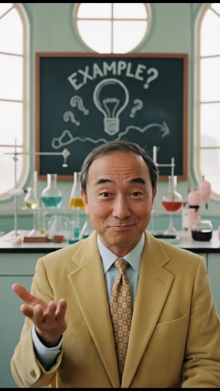 A close-up of Hiro, with a playful demeanor, preparing to deliver his witty example.