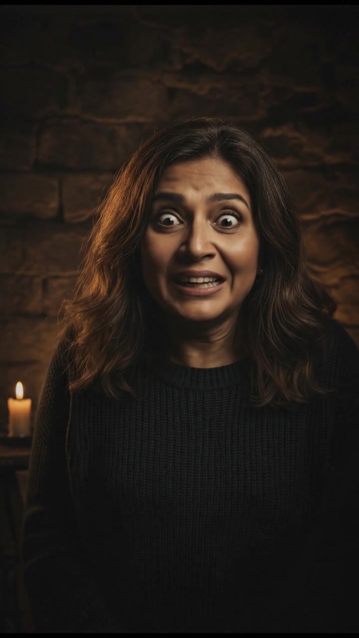 A close-up of Asha looking shocked, with her phone displaying a dramatic news article.