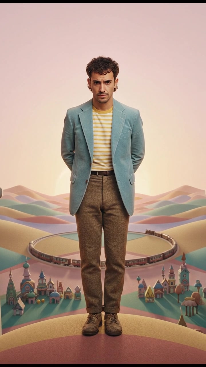 Mateo, standing on a hilltop, looking down upon the land with a determined expression.