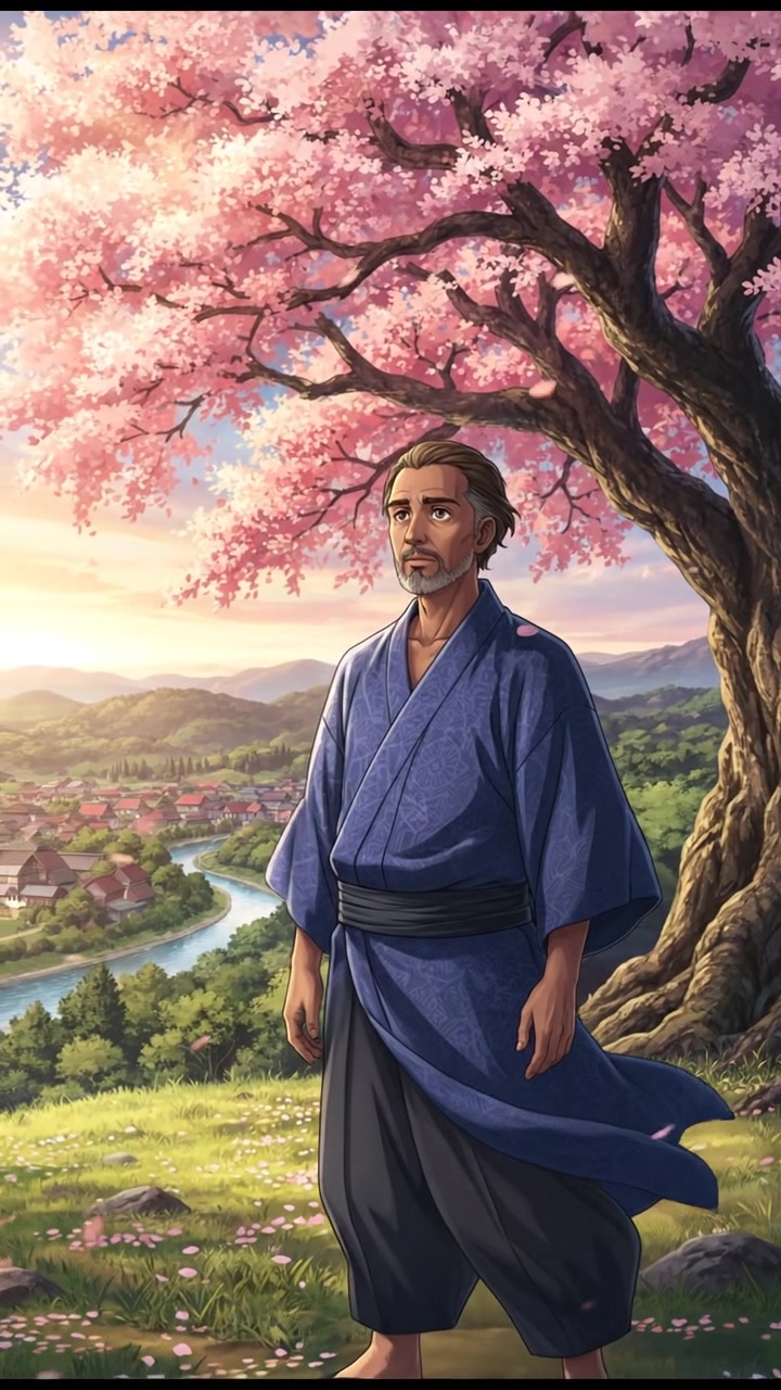 Raj standing outdoors under a large tree, looking contemplative, with a slight breeze rustling the leaves.