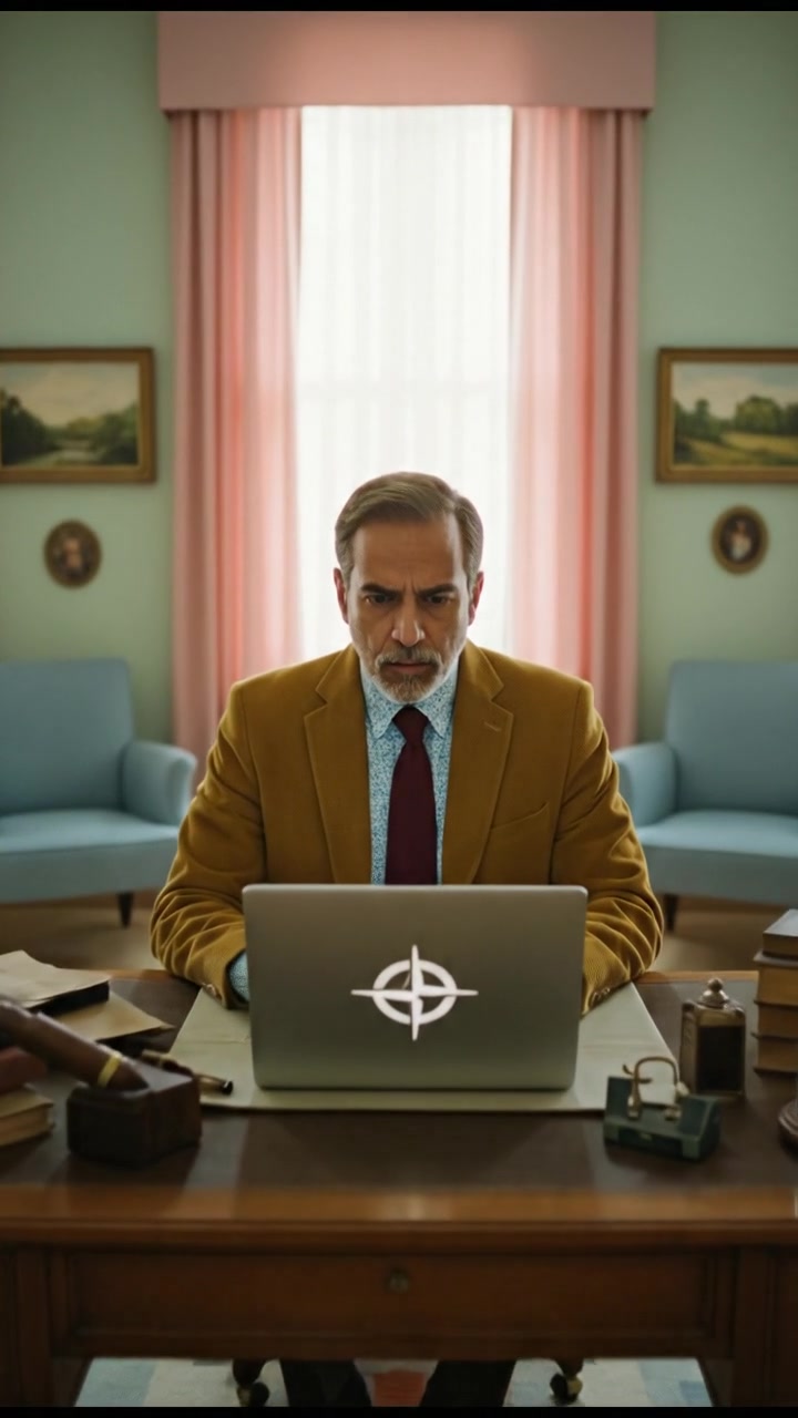 Raj sitting at a desk, intently typing on a laptop with a concerned expression.