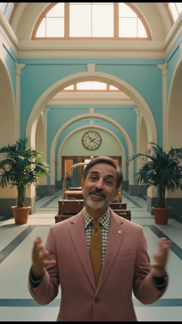 Raj smiling slightly, raising an eyebrow while playfully gesturing with his hands as he speaks.