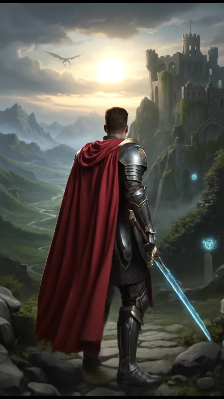 A portrait of Prince Amir, wearing armor and a determined expression, standing with a sword in his hand.