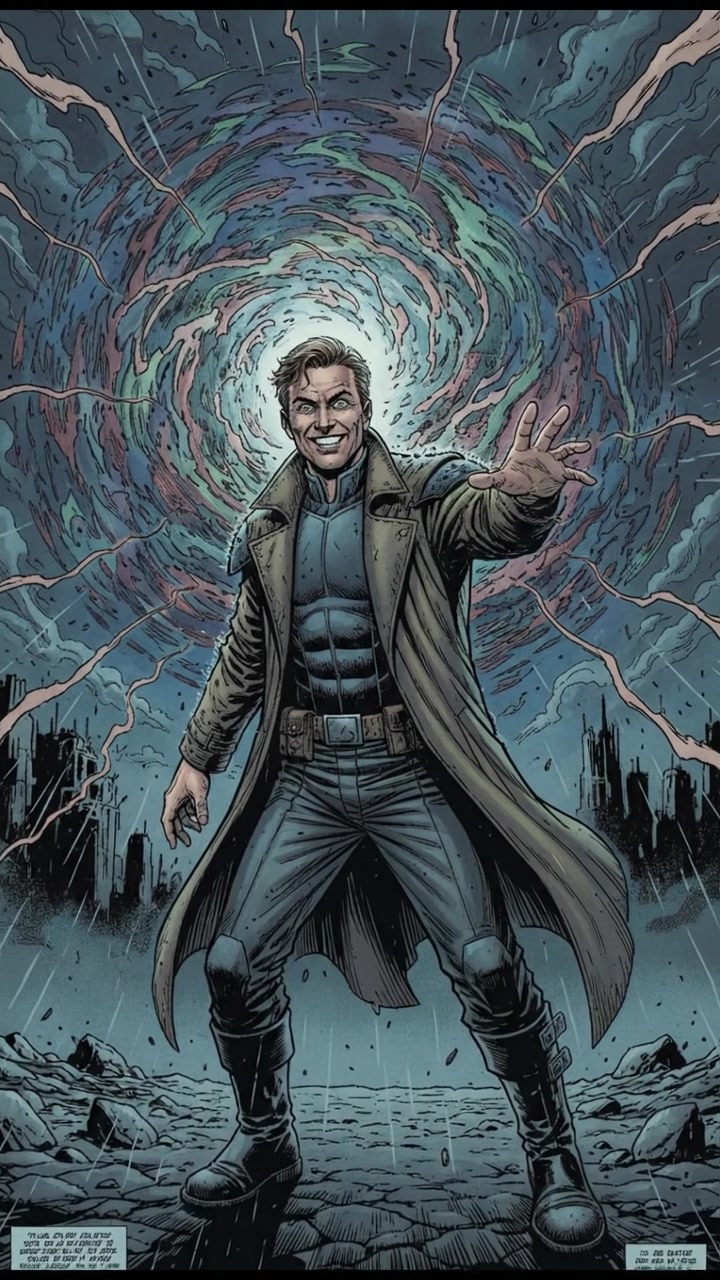 Mark standing in front of a swirling portal, colorful energy emanating from it, with an excited expression.