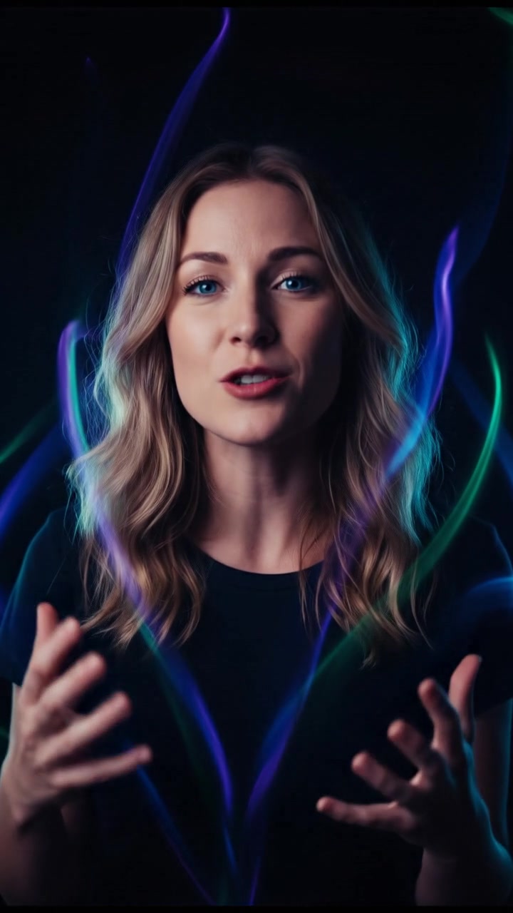 Close-up of Ashley speaking passionately into the camera, hands gesturing emphatically.