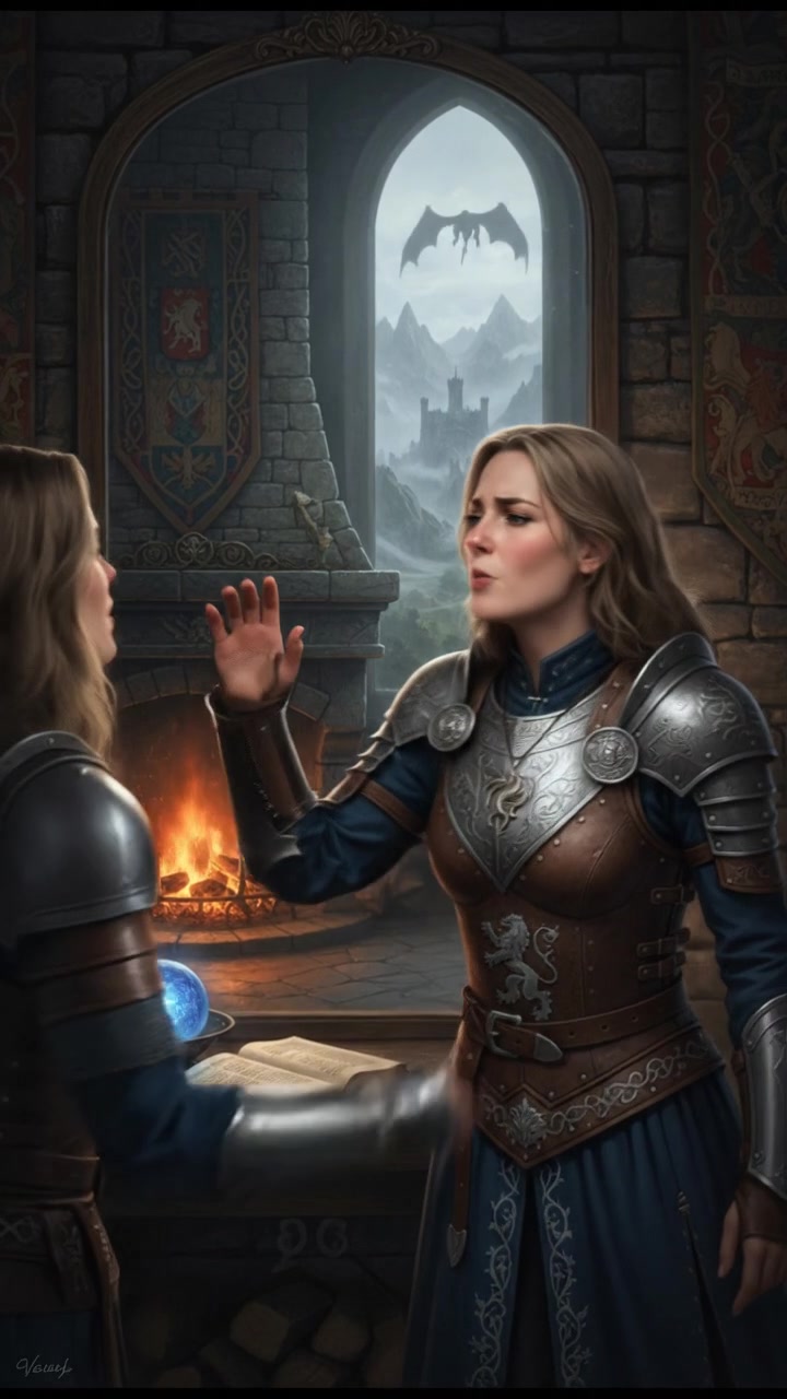 Ashley determinedly talking to herself in the mirror, her expression resolute and hopeful.