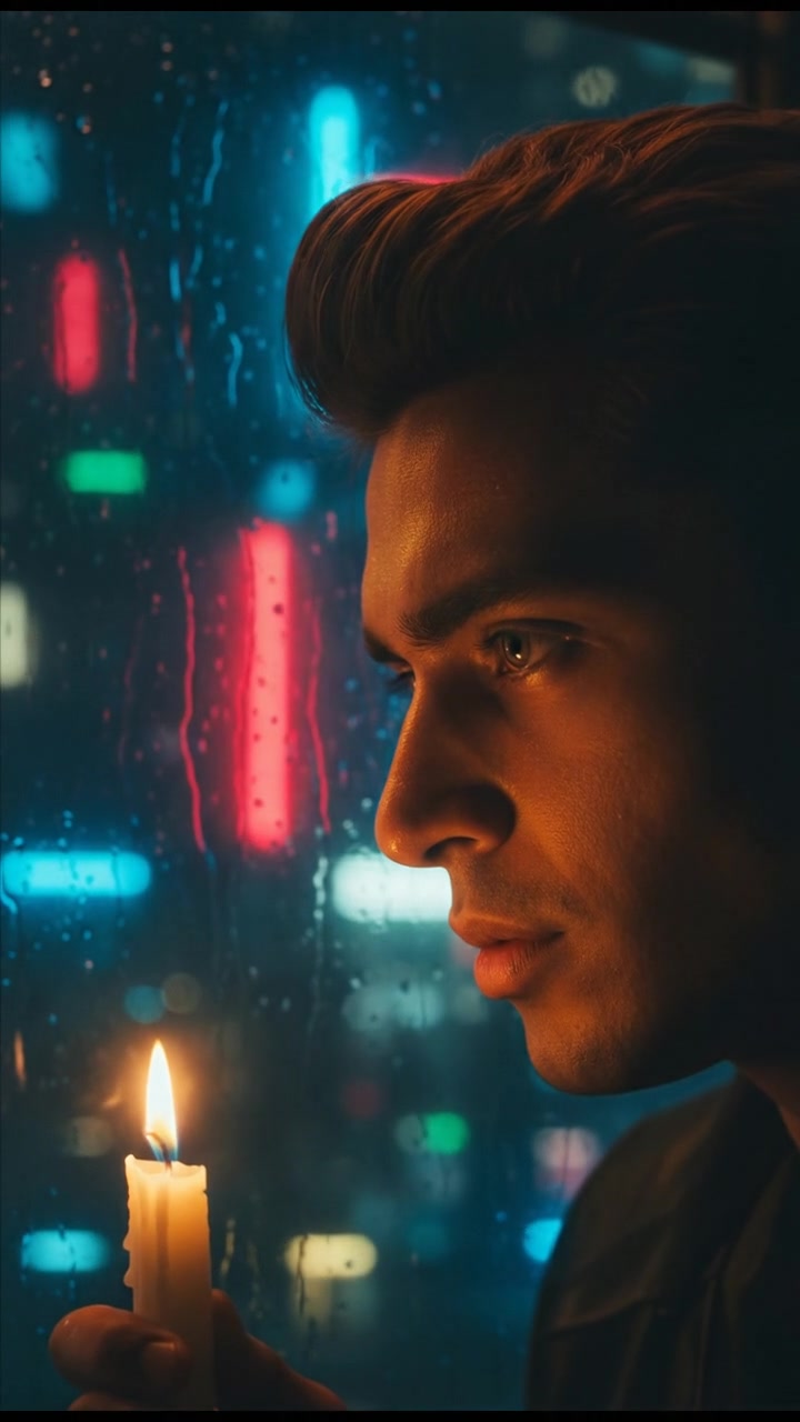 A close-up of Arjun's face, speaking softly, framed by warm candlelight.