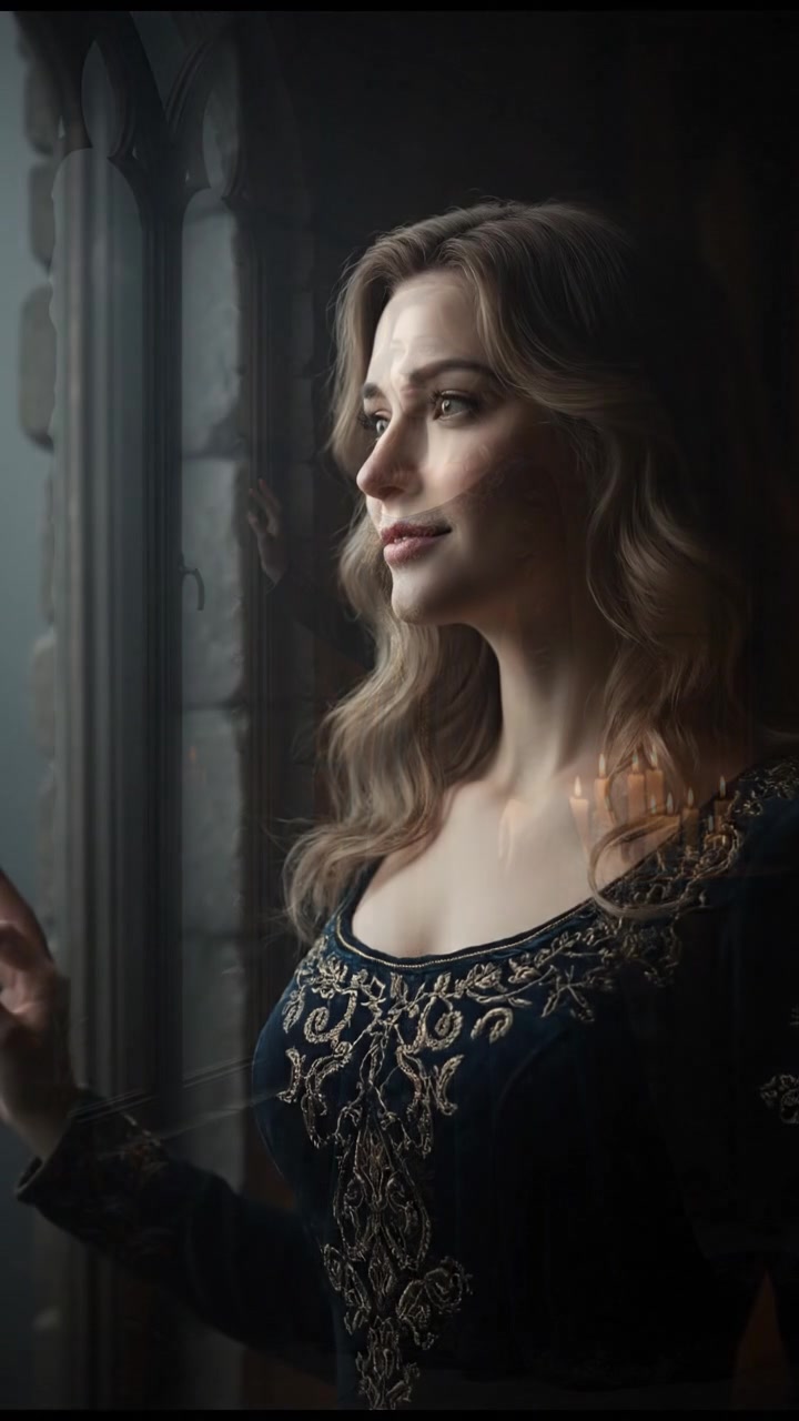 The Ashley standing by a window, looking out with a gentle smile.