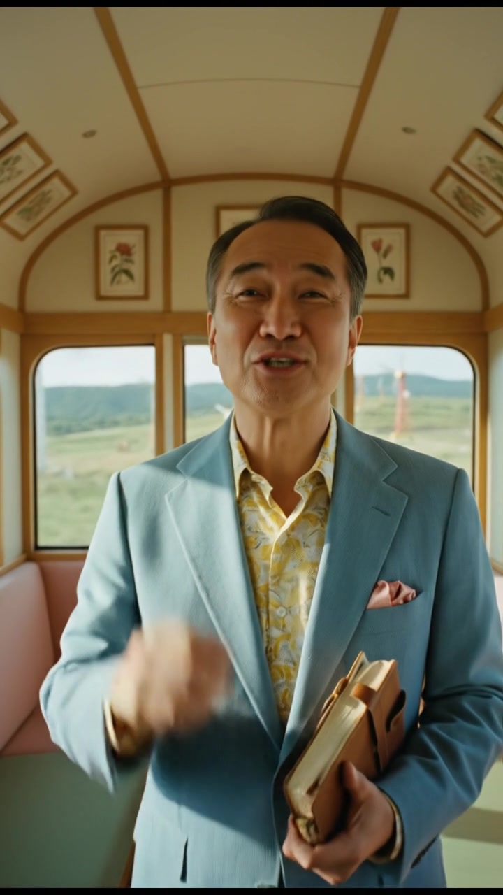 Hiro gesturing with his free hand, showing some enthusiasm.