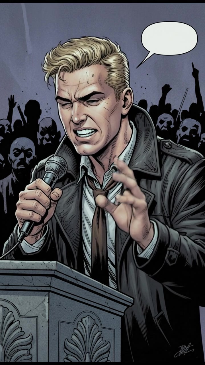 A close-up of Ryan speaking passionately at a podium, with a blurred crowd in the background.