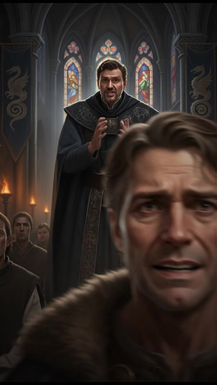 A close-up of Mark's face, showing distress while listening to the Pastor, who gestures emphatically.