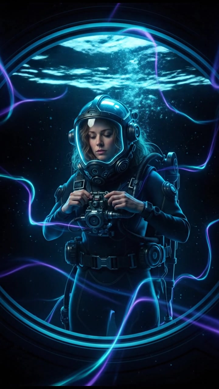 Ashley, focused and wearing diving equipment, is checking her gear before the diving lock-out.