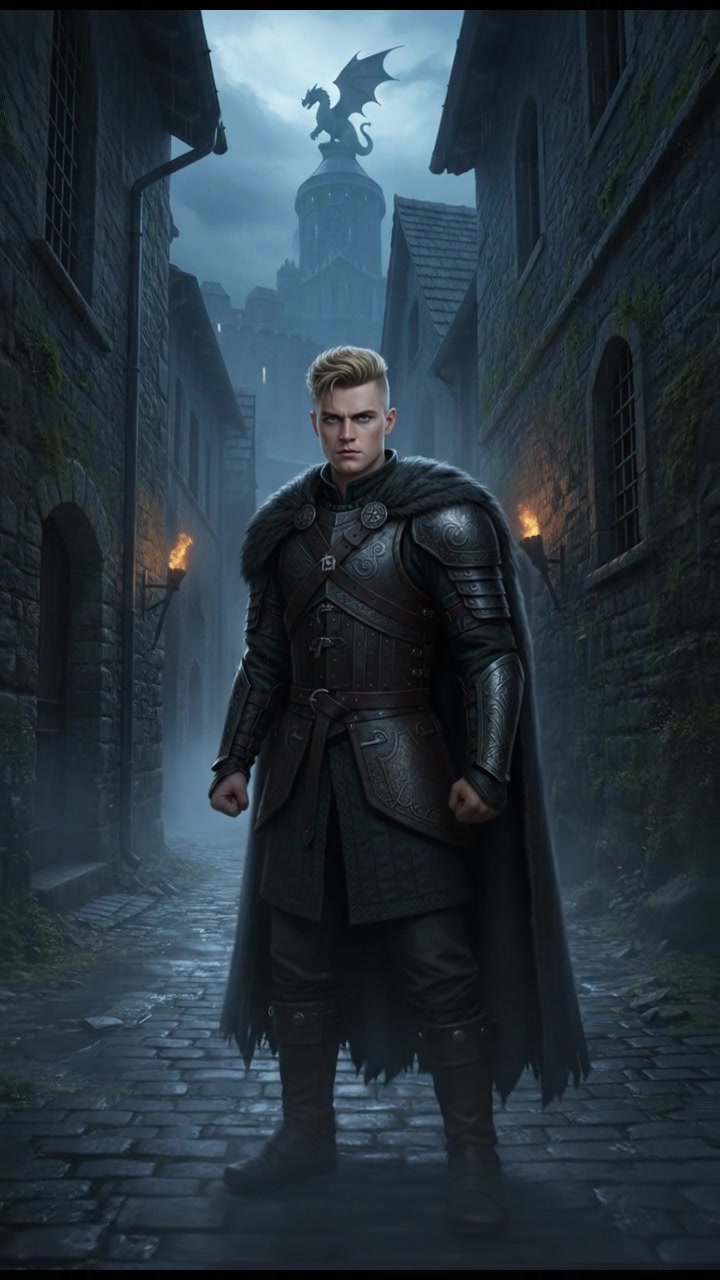 Ryan stands in a dimly lit alley, looking determined as he clenches his fists.