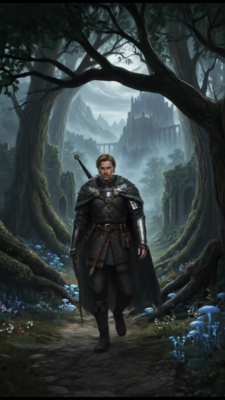 Mark walking along a winding path through a dense forest.