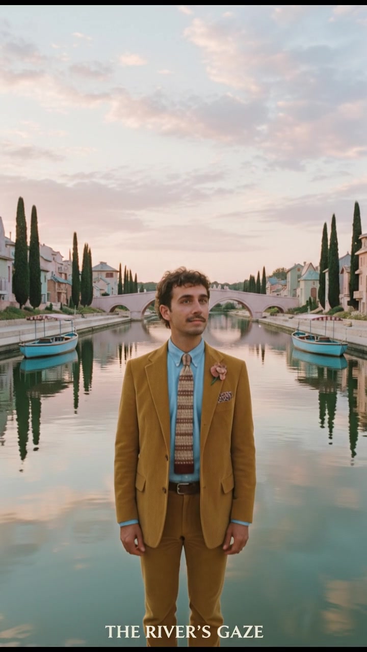 A portrait of Mateo standing by a riverside, gazing into the distance.