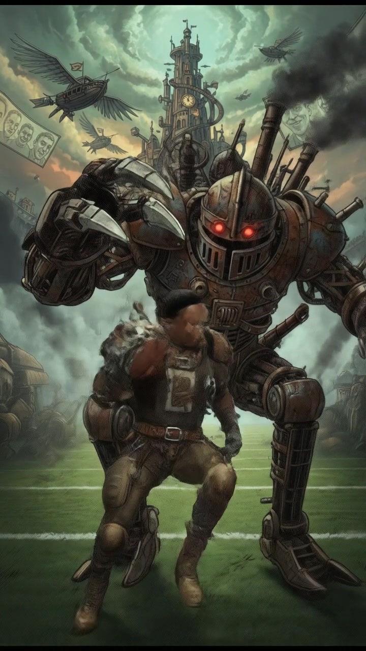 A dynamic scene of Isaiah running with the football, dodging a defender on the field.