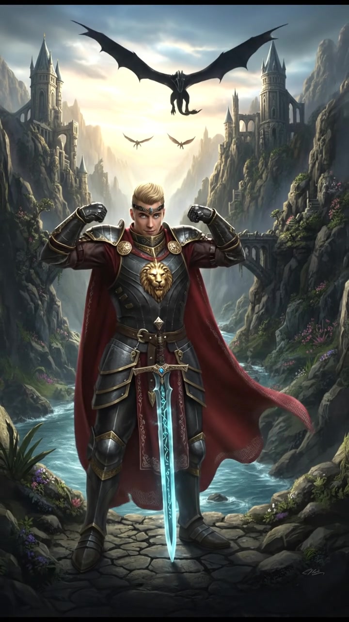 Ryan standing confidently in a rocky canyon, with a smirk on his face, emphasizing strength and determination.