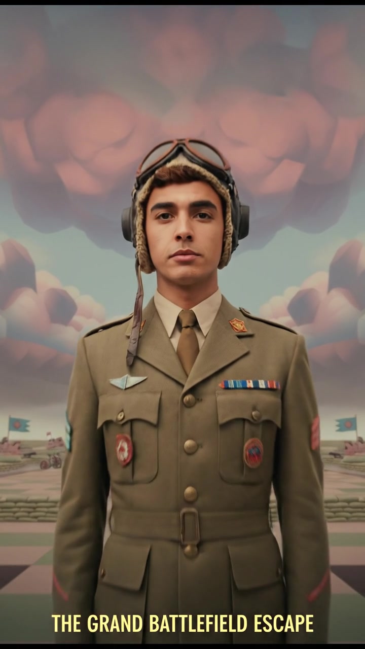 Amir standing alone on a battlefield, looking out over the distant horizon, with dark clouds gathering overhead.