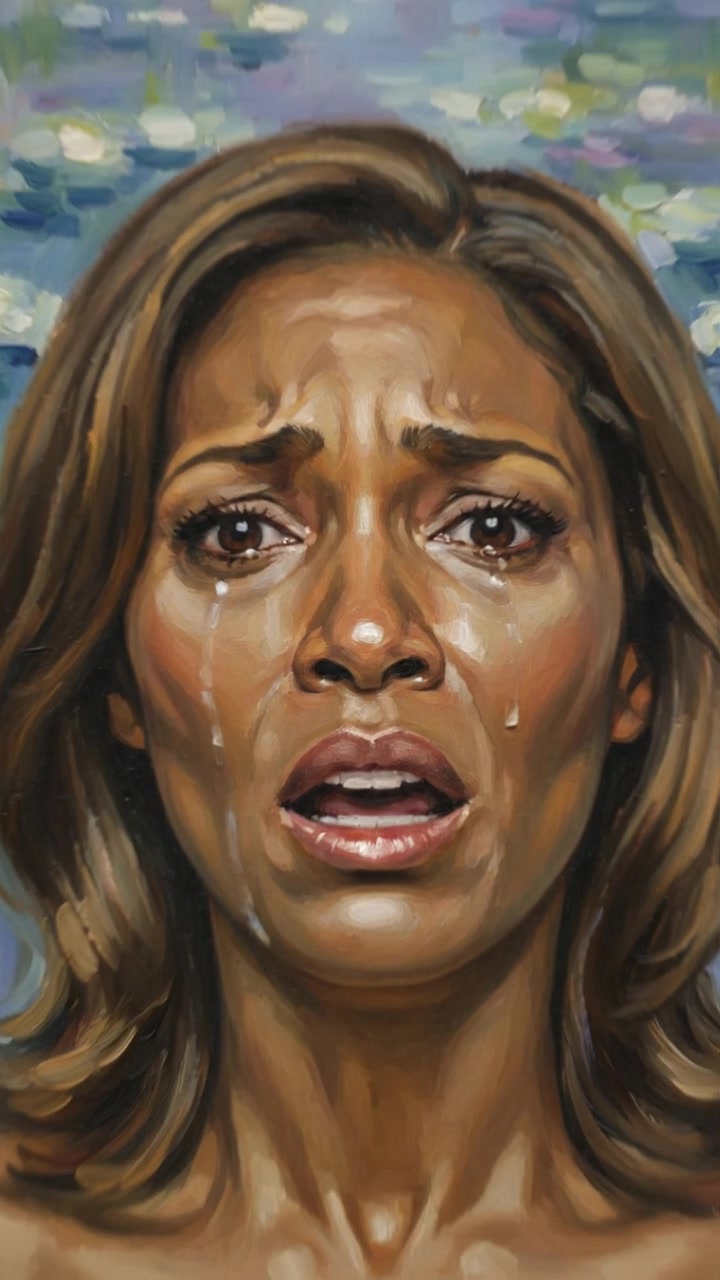 A close-up of Monique's distressed face, trying to speak but no sound comes out.