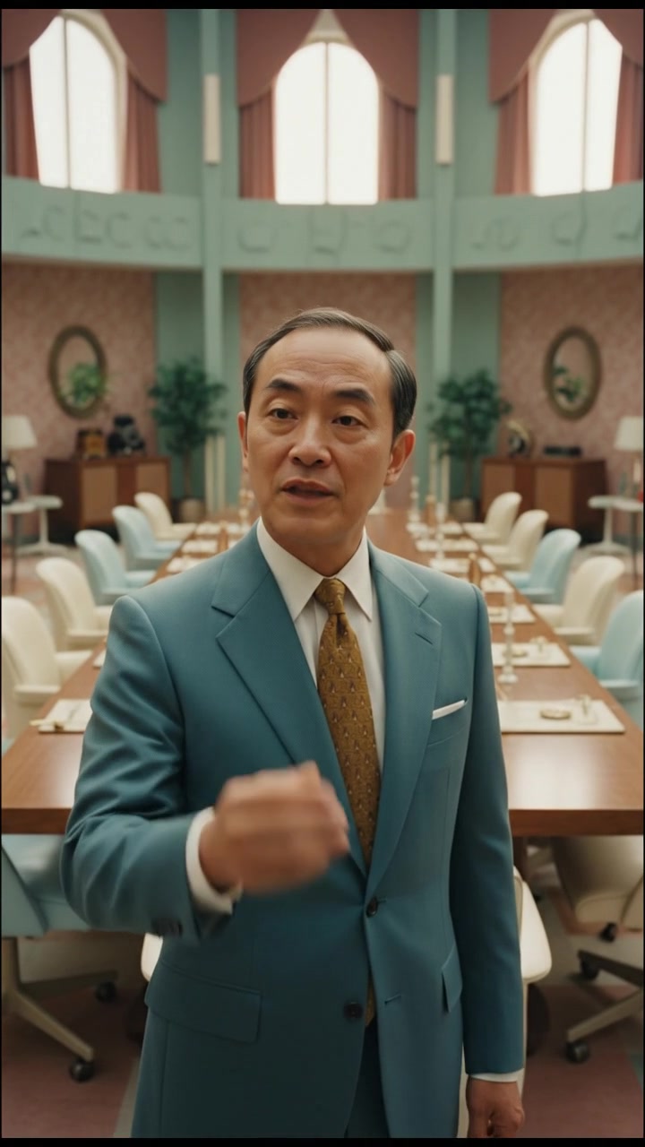 Close-up of Hiro, looking serious as he addresses the room, gesturing with authority.