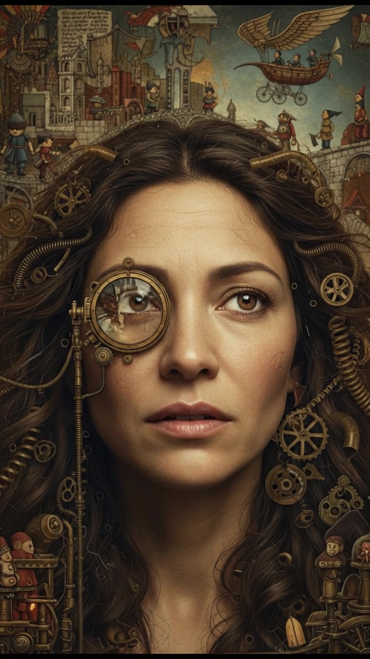 A close-up of Maya's face with a reflective expression, her brown curls softly framing her face.