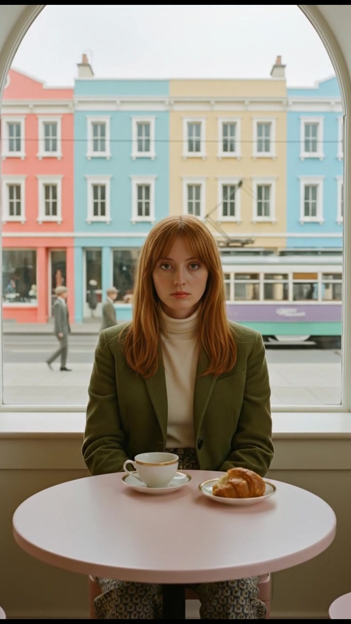 you sitting at a café table, staring out the window, looking tired. you are really exhausted, boring, tired