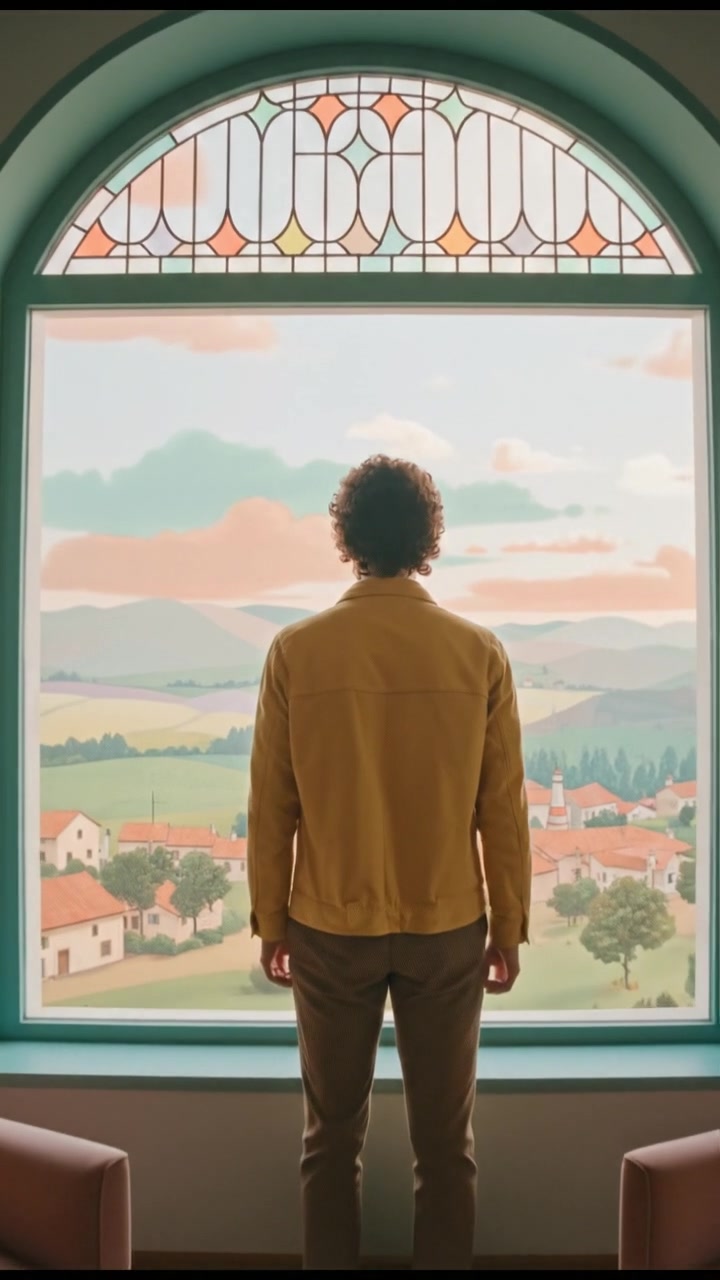 The Mateo standing by a window during the day, looking out with a sense of longing towards a distant horizon.