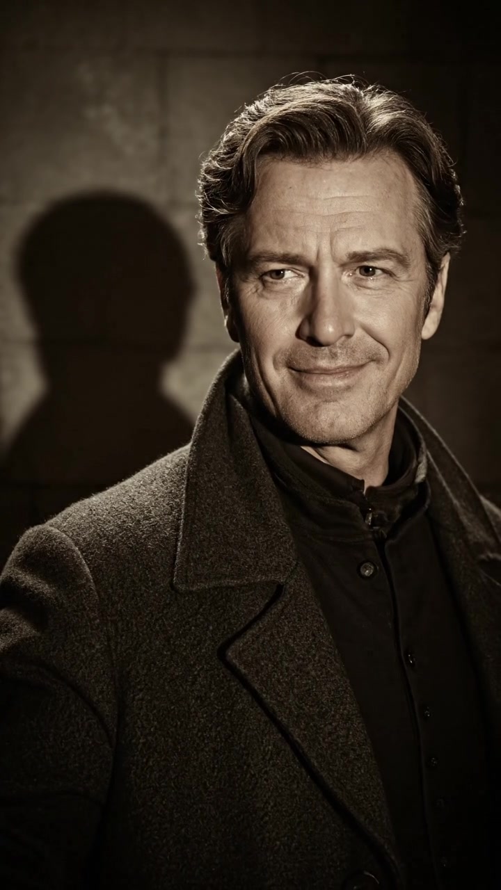 The Mark stands in a dimly lit room, ominously holding a flickering candle, with shadows cast on the walls.