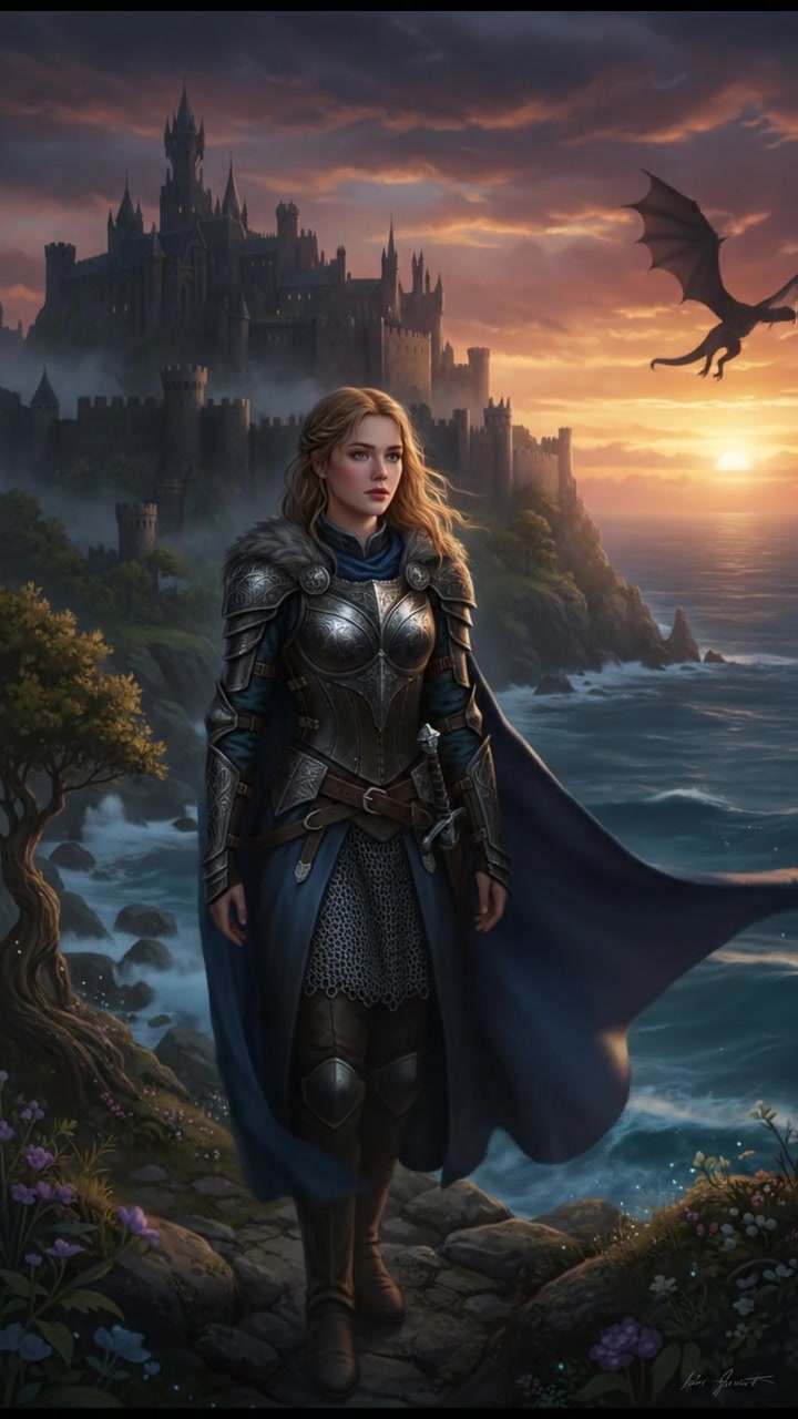 The Ashley standing alone on a cliff overlooking the ocean at sunset.