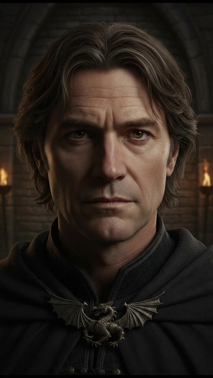 A close-up of Mark's face, expression unreadable, surrounded by darkness in the room.