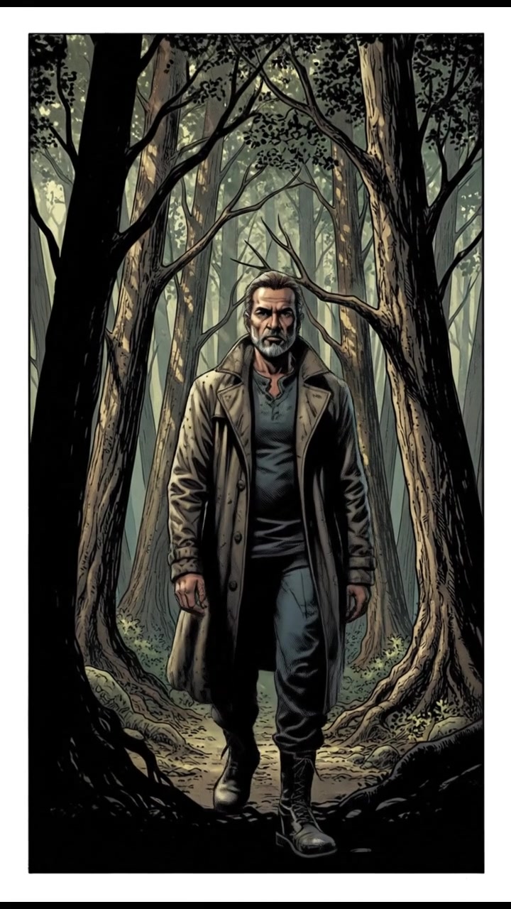 Raj standing in the quiet Kamyaka forest, surrounded by tall trees and dappled sunlight.