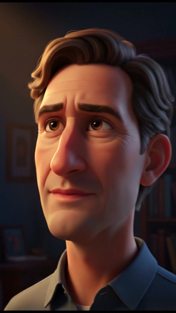 A darkened room with only the Mark's face illuminated as he contemplates.