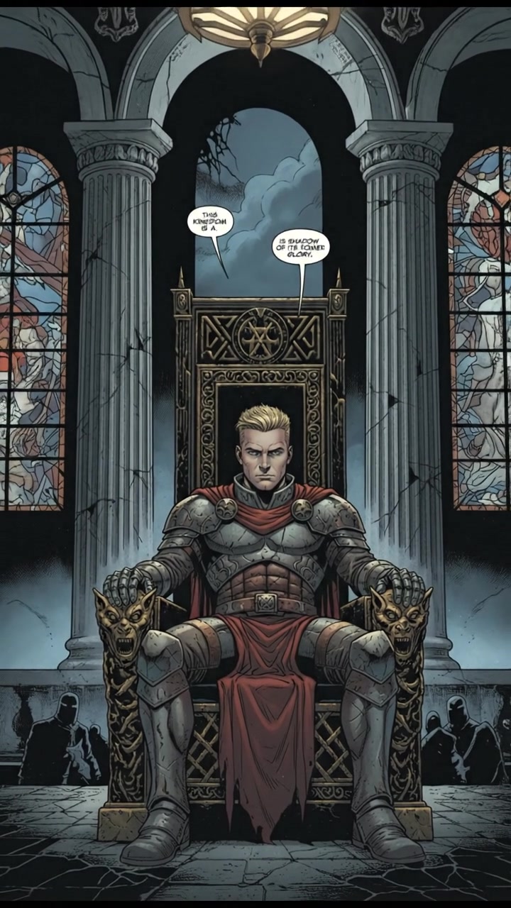 Ryan sitting on a grand throne in a palace, with ornate decorations and marble columns in the background.