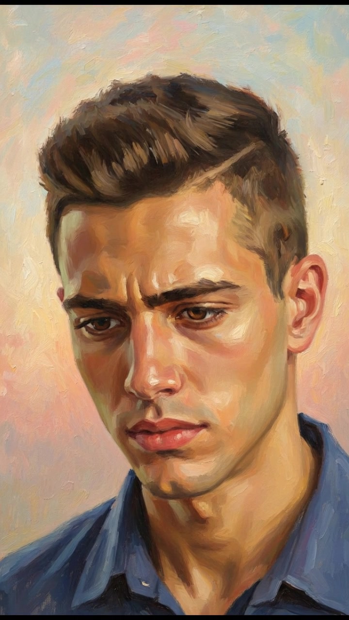 A close-up of the Amir looking contemplative, with a blurred background of soft colors indicative of a sunset.