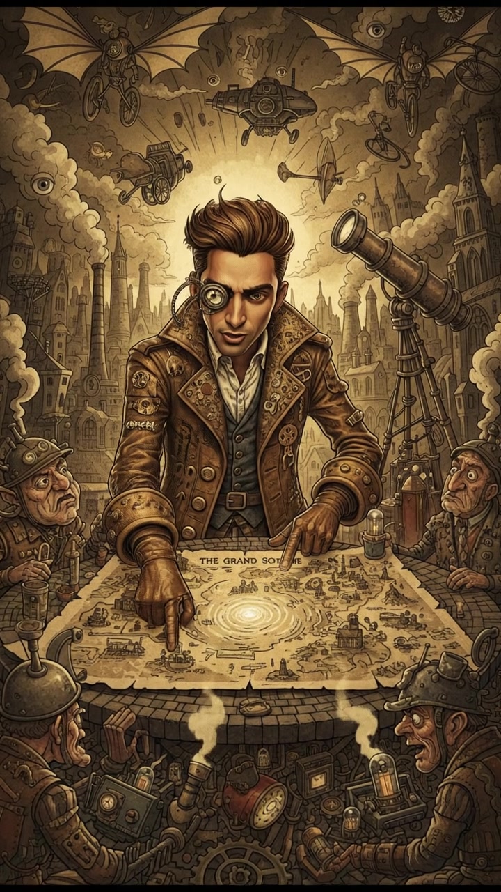 Arjun speaking authoritatively, pointing to a map spread on the table.