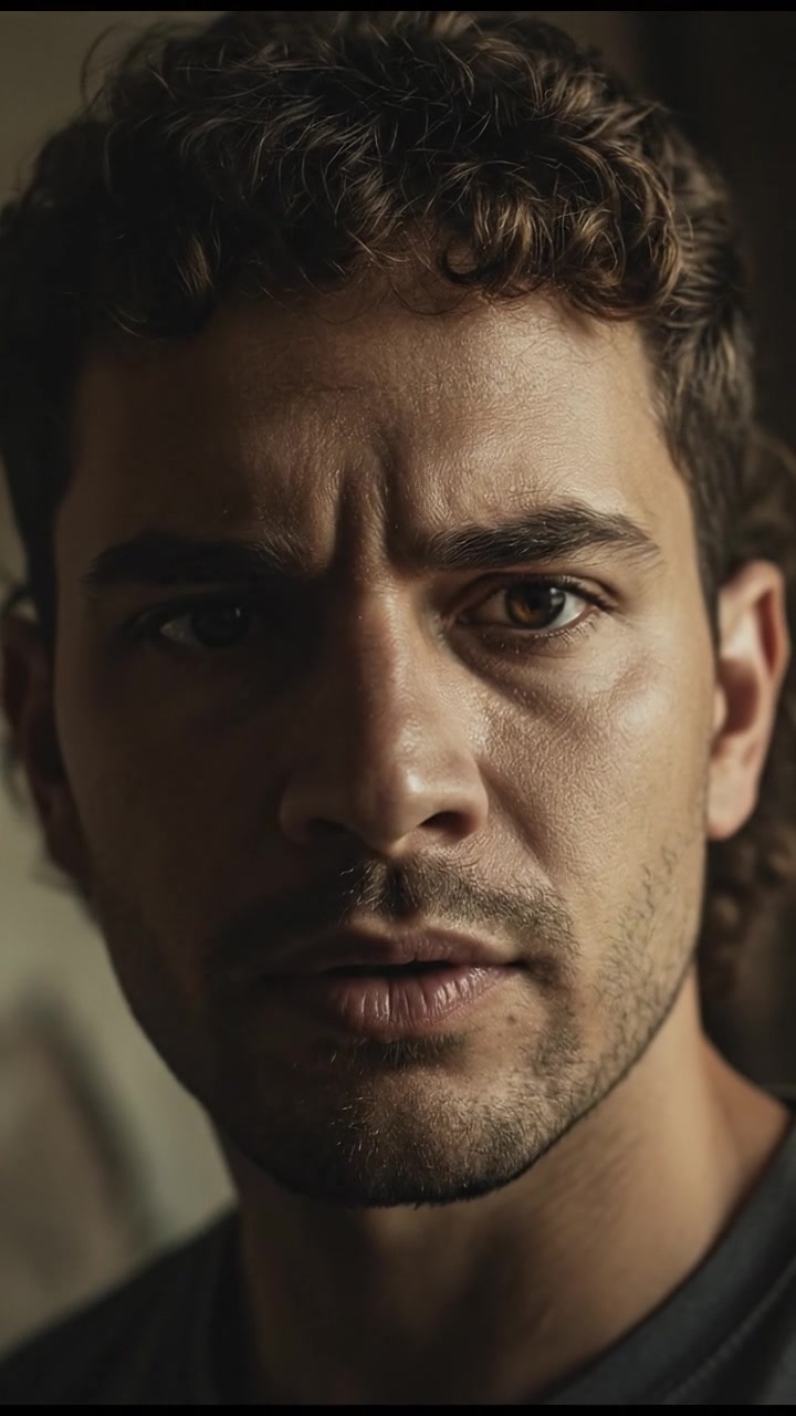 A dramatic close-up of the Mateo's expression, as he addresses a serious issue.