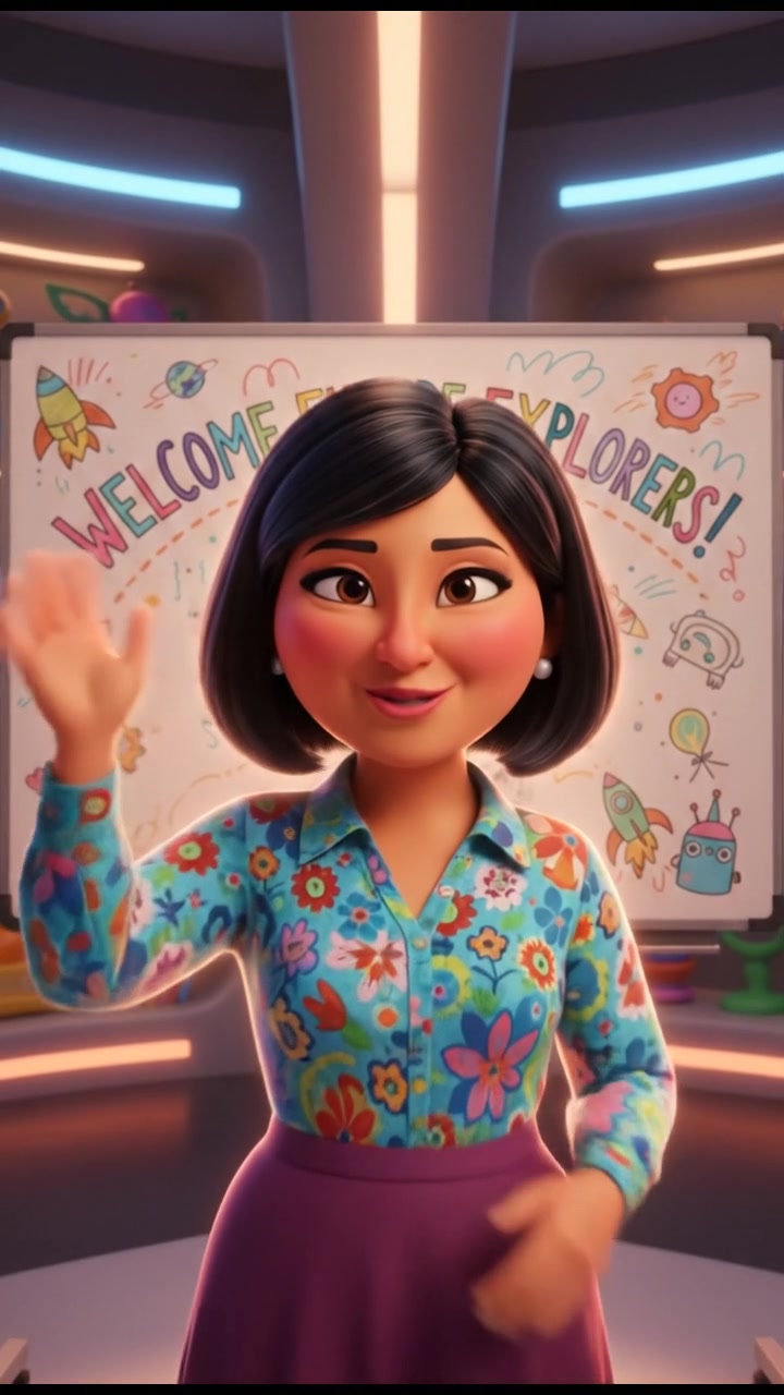 The Li standing in front of a whiteboard, smiling and greeting the audience.