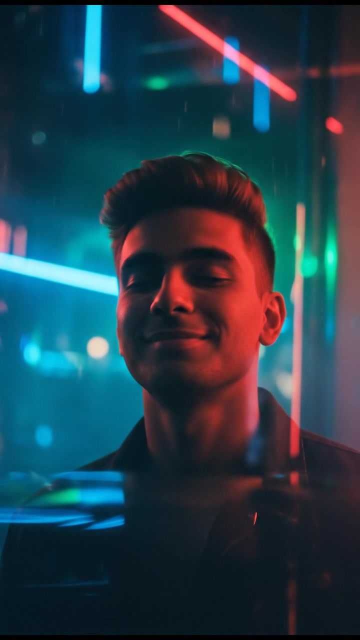 A close-up of Arjun’s face, eyes closed, swaying to the jazz music.