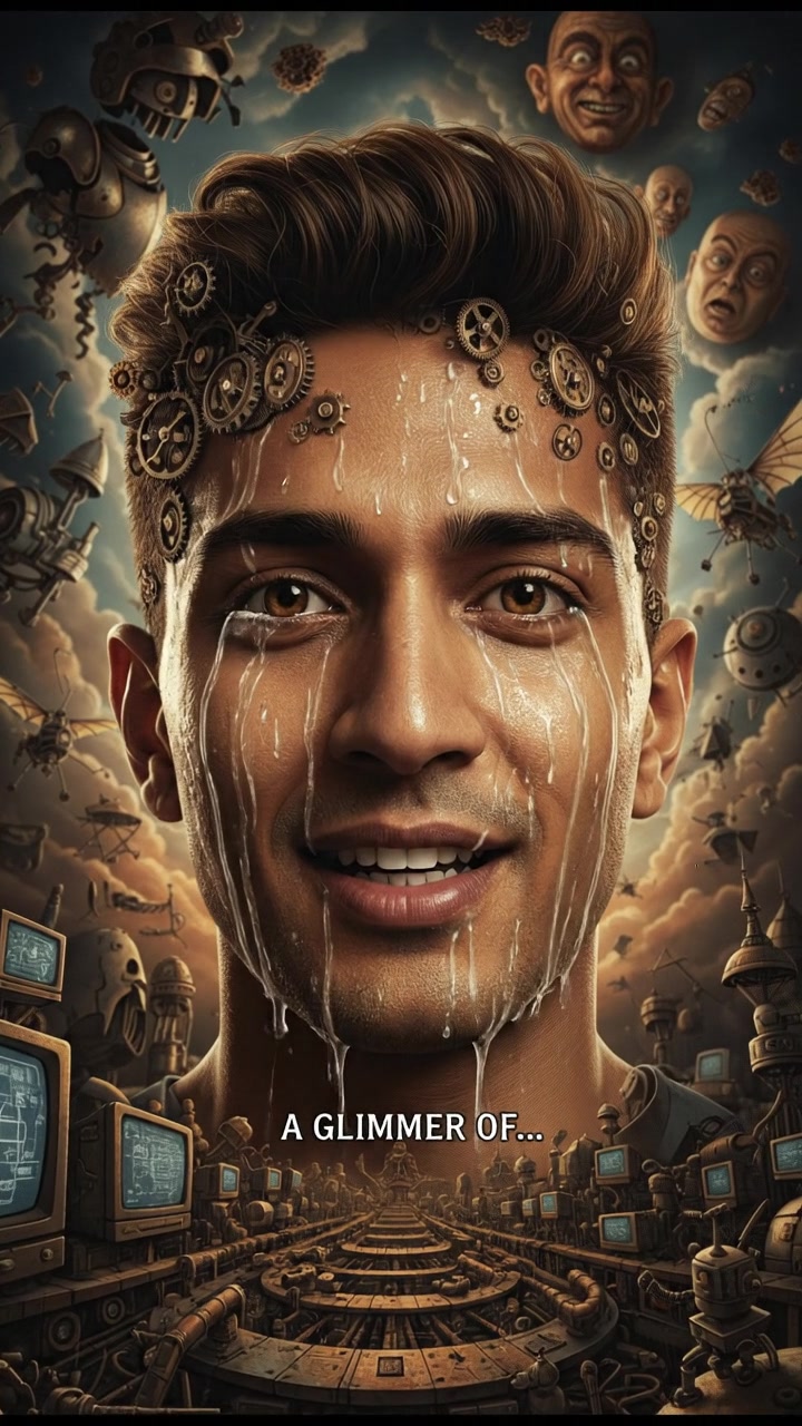 A close-up of Arjun's face with tears streaming down, a mix of joy and uncertainty.