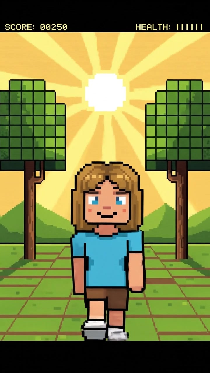 Ashley standing in a sunlit park, with trees in the background and a smile on her face.