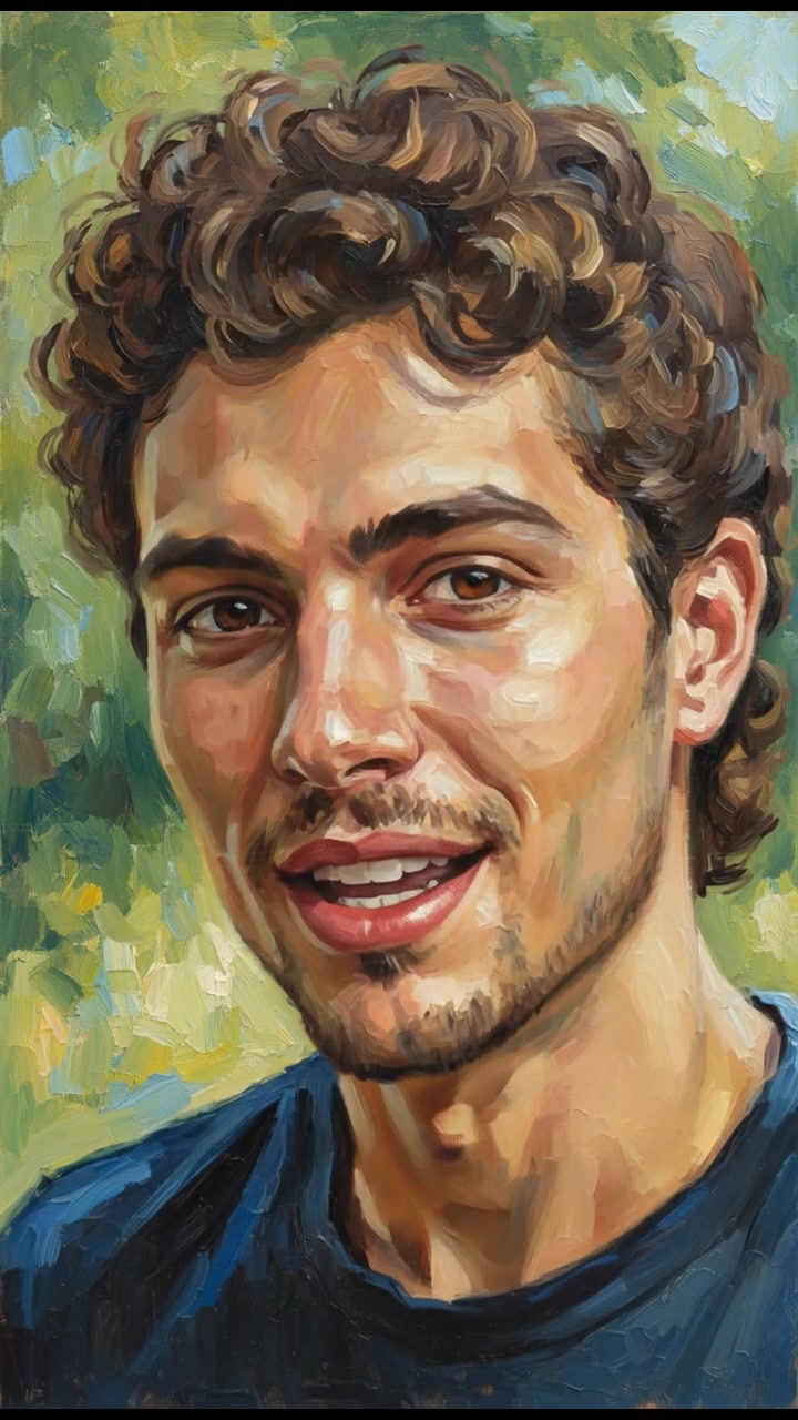 A close-up of Mateo's face, showing his slight chin stubble, as he smirks while speaking into the camera.